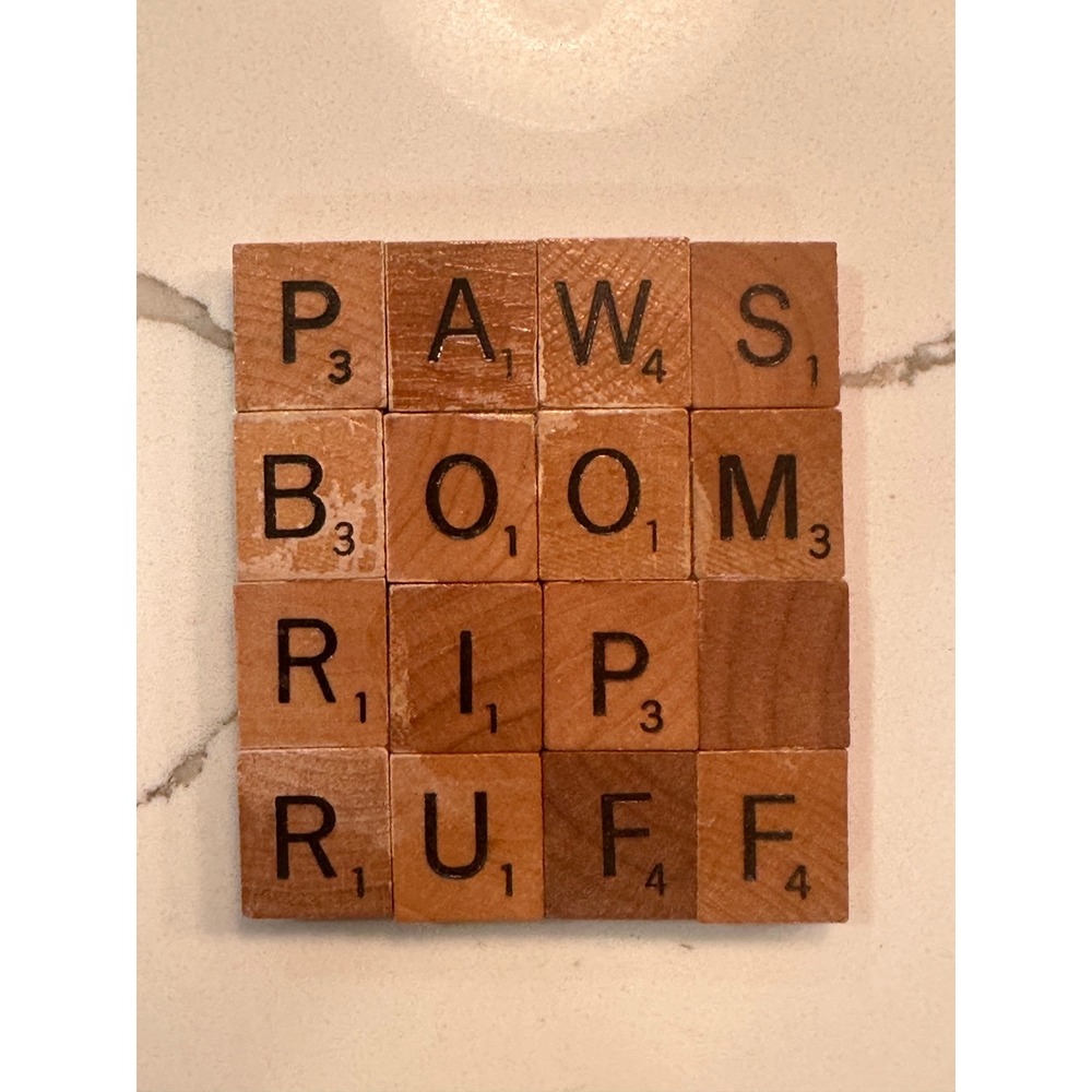 Handmade Scrabble Tile Coasters Set‎ of 4 Wooden Letter Drink Coasters Cork Back - Picture 2 of 6